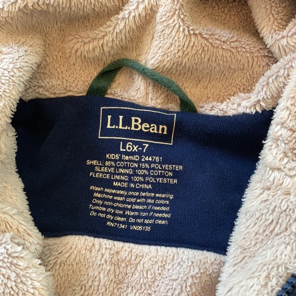 L.L. Bean Kids Lined Sweatshirt Hoodie 6X/7 - Picture 2 of 4